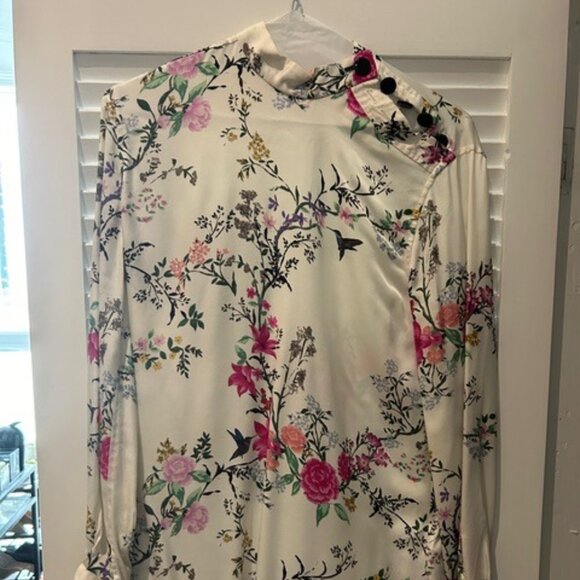 Cream and floral printed blouse - Picture 1 of 2
